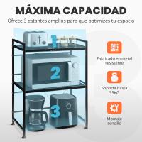 RELAXTY Estante de Cocina Extensible | Organizador de Microondas en Aluminio Resistente con Ganchos Multiusos - details 3