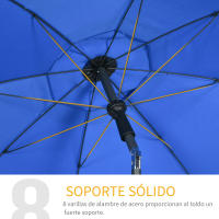 Outsunny Sombrilla de Playa Grande Ø180 cm Sombrilla de Terraza Exterior con Ángulo Ajustable Protección UV50+ Impermeable Mástil de Ø32 mm - details 5