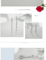 Pendientes De Aro Con Tres Estrellas Elegantes Para Mujer 925 Plata Esterlina Joyería De Fiesta Largo Con Borla Adorno De Moda - details 7