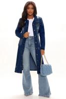 Nueva Llegada Chaqueta De Larga Manga Completa De Algodón Y Vaquera Para Mujer Abrigo De Trench Cardigan Capa De Jean Estilo High Street Otoño/Invierno - details 8