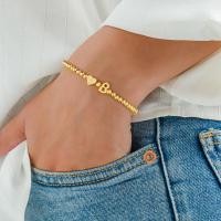 Pulsera de letras en forma de corazón para mujer, exquisita pulsera de cuentas doradas, elegante colgante de letras A-Z, regalo personalizado - details 0