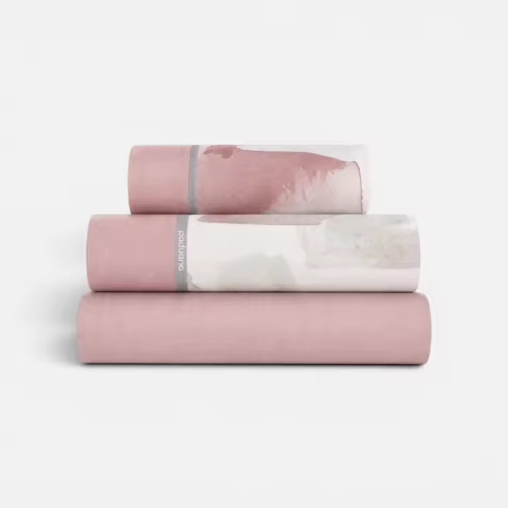 Juego De Sábanas Daniela De Algodón y Poliéster, Disponible en Color Malva o Gris, Para Cama de 90 105, 135, 150 y 150 con 2 fundas de Almohada, Tacto Suave, Antipilling, 144 hilos, Marca Paduana. - 1