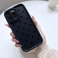 Funda De Teléfono Negra Con Patrón De Puntos Para iPhone 17 16 pro Max 16E 15 14 13 12 11 XS X XR 6 7 8 plus Material TPU Suave Y Antigolpes - details 2