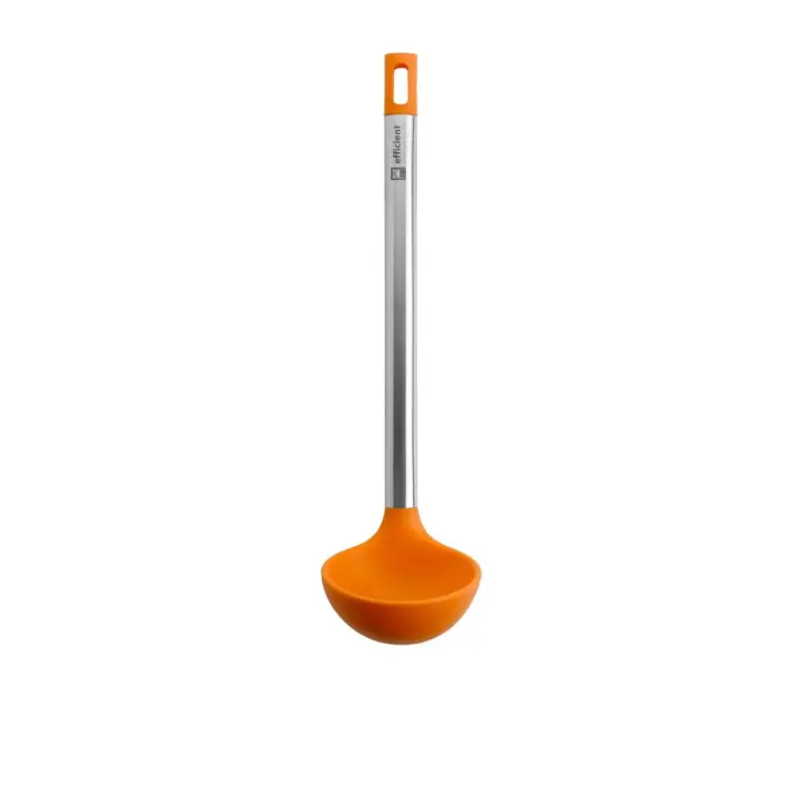 Bra - Cucharón de Cocina Efficient, Utensilio Cocina, Acero Inoxidable, Silicona Naranja, Coger y Servir, Apto Lavavajillas - 1