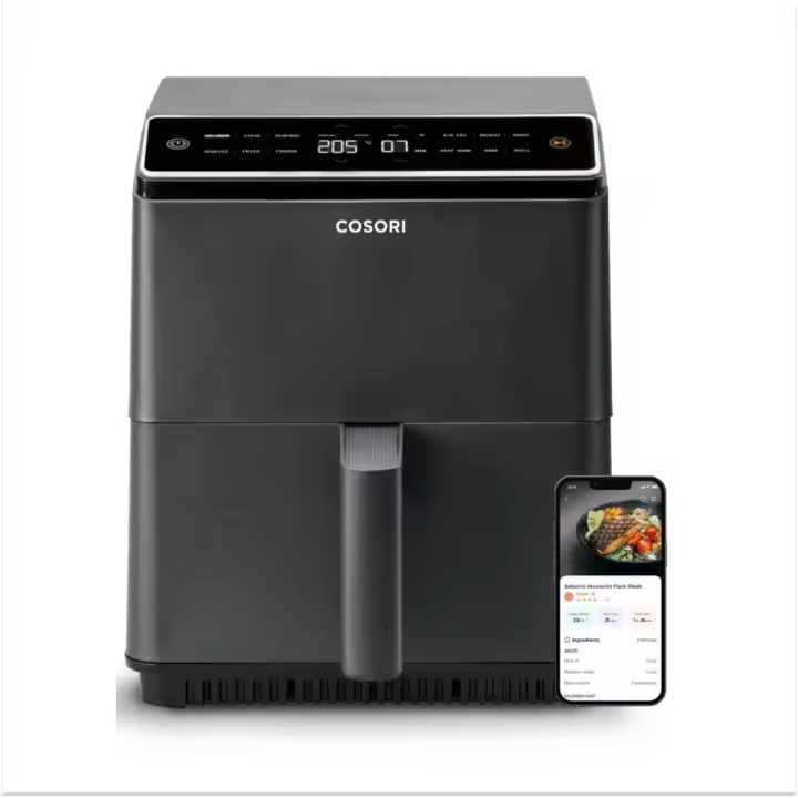 Cosori Freidora de Aire Dual Blaze Chef Edition 6,4L Negra, Doble Resistencia, 360 ThermoIQ, 205°C, 12 Programas, Pantalla Táctil - 1
