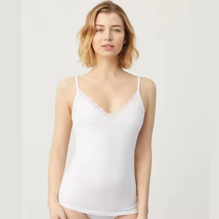 Ysabel Mora - Camiseta lencera tirante fino algodón blanco - 1