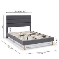 Estructura de Cama tapizada Aroma de 30 cm, 135-140x190 cm, color Gris oscuro VS Venta-Stock - details 0