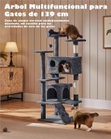 Árbol Rascador para Gatos 139cm con 3 Plataformas 2 Nidos 2 Pompones Torre de Escalador con Postes en Sisal Ideal para 3-4 Gatos Gris Oscuro - details 1