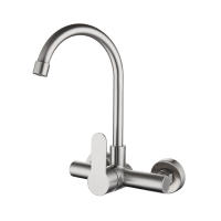 Grifo giratorio De acero inoxidable para cocina, grifería De doble orificio para montaje en pared, frío y caliente, para balcón - details 6