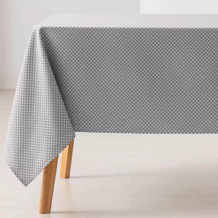 GAMUSI - Mantel antimanchas rectangular jacquard, impermeable, tacto tela, caída natural, algodón combinado diseño motivos circulares LOSAN - 1