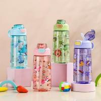 Botella De Agua 550ml Con Tapa De Cerradura Segura Y Pajita Para Niños Dibujos Animados Resistente a Fugas Para Camping Viajes Y Exteriores - details 2