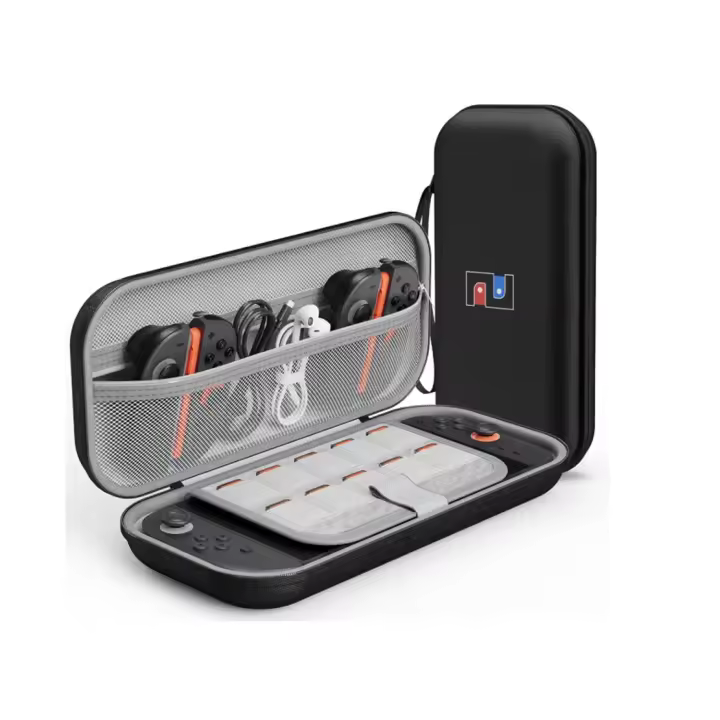 Funda Protectora Meko Compatible con Nintendo Switch 2 (2025) y Switch OLED - Estuche para Switch 2 con Forro de Terciopelo, Bolsa de Transporte con Capacidad para 10 Juegos y Accesorios (Negro) - 1