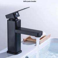 Grifo De Baño ABS Mezclador De Agua Caliente Y Fría De Cuadrado Negro Montado En La Superficie Para Lavabo Y Bañera - details 3