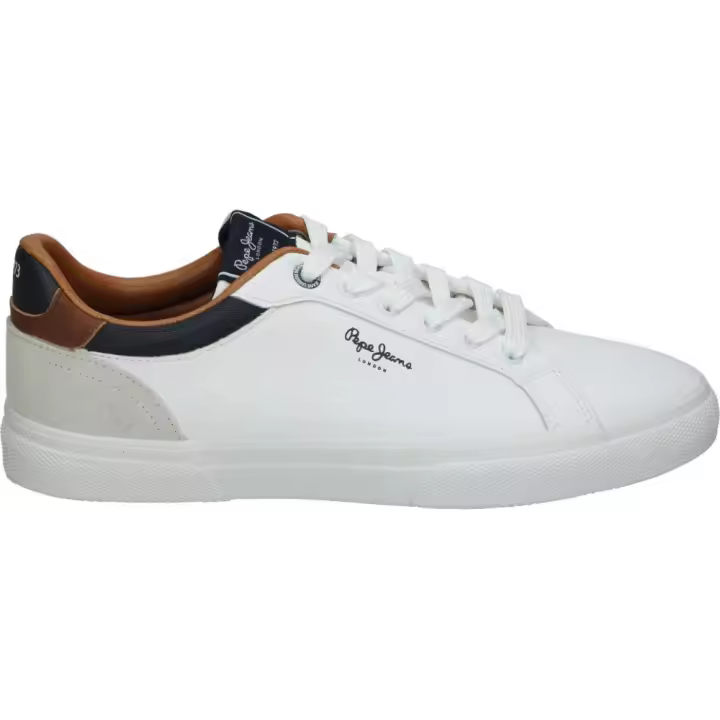 PEPE JEANS | Zapatillas Pepe Jeans Kenton Retro para Hombre – Zapatillas en Color Blanco con Detalles – Sneakers con Cierre de Cordones – Estilo Casual – Versátiles – Combinables – Cómodas – Modelo PMS30839-800 - 1