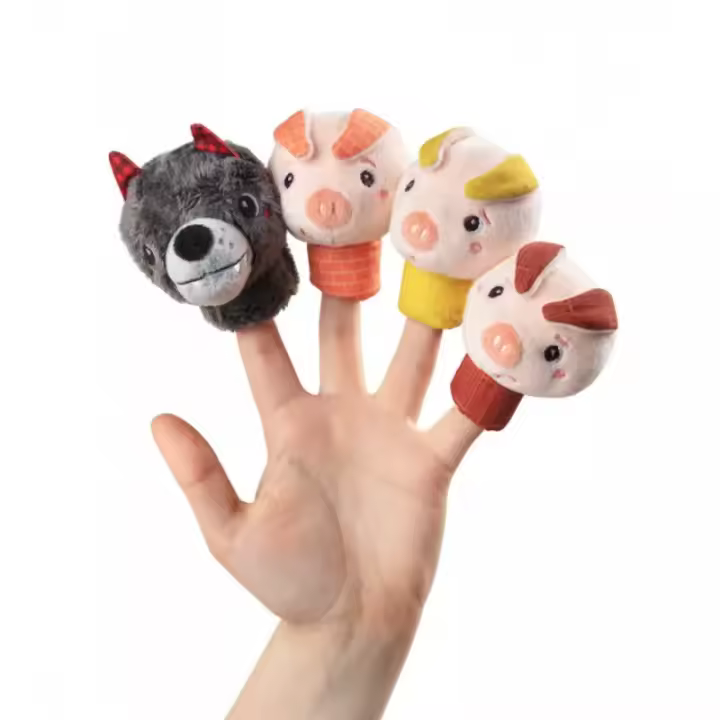 Marionetas de dedo Lilliputiens Lobo y los Tres Cerditos - 1