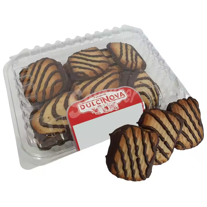 Pastelería Jesús - Dulcinova - Pasta Rizada de Mantequilla con Chocolate - Formato: Granel, Blister - 1