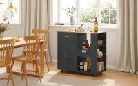 Carrito de isla de cocina Superaly negro con ruedas con estante y cajones, encimera de cocina, isla de cocina independiente, mesa rodante, para sala de estar, muebles de comedor - details 2