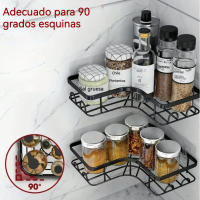 Conjunto estante cocina,baño aluminio 5piezas,INOXIDABLE,artículos de tocador, estante de almacenamiento esquinero, juego sin perforar de hierro forjado,Organizador de estante de baño,estante de esquina de cocina - details 9