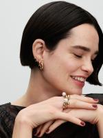 Pandora - Pendientes de aro dobles Huggie - Baño de oro de 14k - details 1