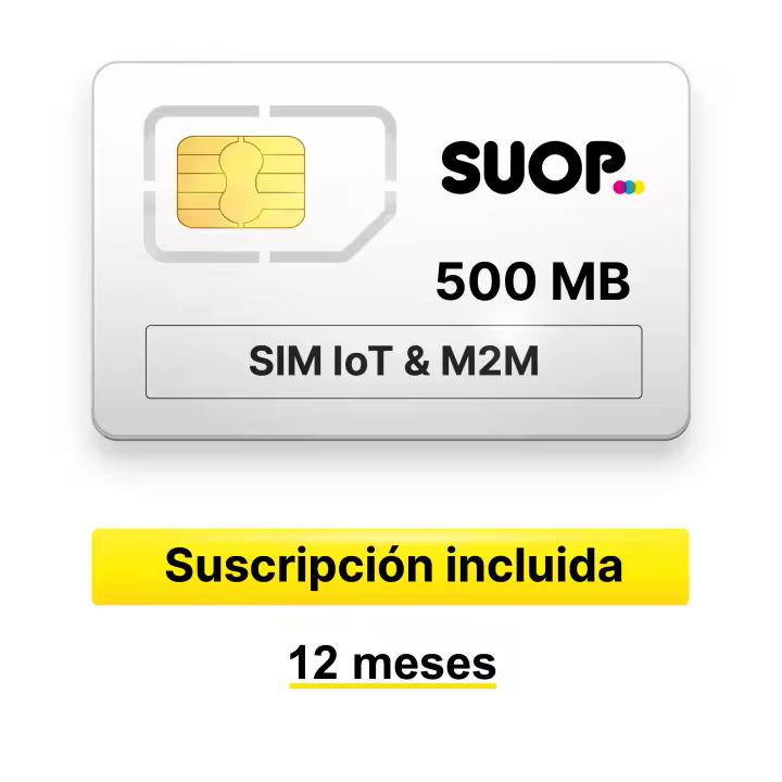 Tarjeta SIM para dispositivos IoT, M2M y domótica. Prepago con 500 MB/mes durante 12 meses. Pago único anual. Cobertura global en Europa. Red multioperador. - 1