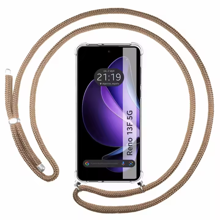 Funda Colgante Transparente para Oppo Reno 13F 4G / 13 F 5G con Cordon Camel - 1