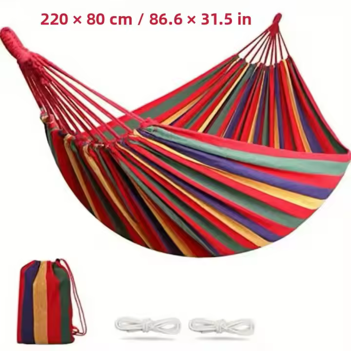 Hamaca De Lona Portátil Para Camping Y Senderismo Con Correas Para Árbol Y Bolsa De Almacenamiento Uso Interior Y Exterior Para Dos Personas - 1