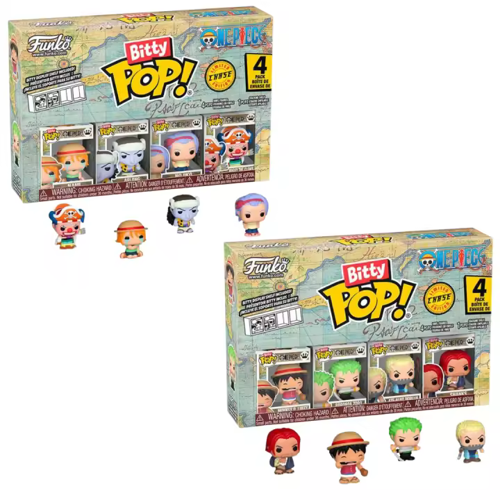 Funko Bitty Pop One Piece Pack X 2 Unidades Monkey D luffy + Roronoa Zoro + Axe-hand Morgan Shanks & Nami Arlong Nojiko Buggy The Clown Figura Coleccionable - 1