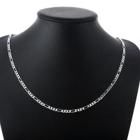 Cadena De Plata 925 Figaro 4mm Para Mujeres Y Hombres Collar Largo De 40-75cm Joyería Hip Hop Regalo Clásica Geométrica - details 3