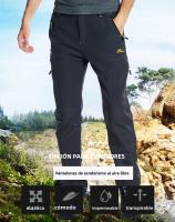 Pantalones Térmicos De Fleece Para Hombres 2024 Impermeables Resistentes Al Viento Para Trabajar Al Aire Libre Caminatas Y Camping En Invierno - details 1