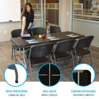 Lifetime - Mesa plegable rectangular negra, medidas 182x76x73,5cm, exterior e interior, portátil, para jardín, terraza, eventos y catering, resistente a manchas, al agua, a rayos UV - details 2