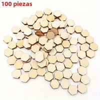 100 PCS Chips De Madera Pequeños Hexagonales Para Manualidades DIY Pintura Graffiti Decoración De Fiesta Navidad Boda - details 2
