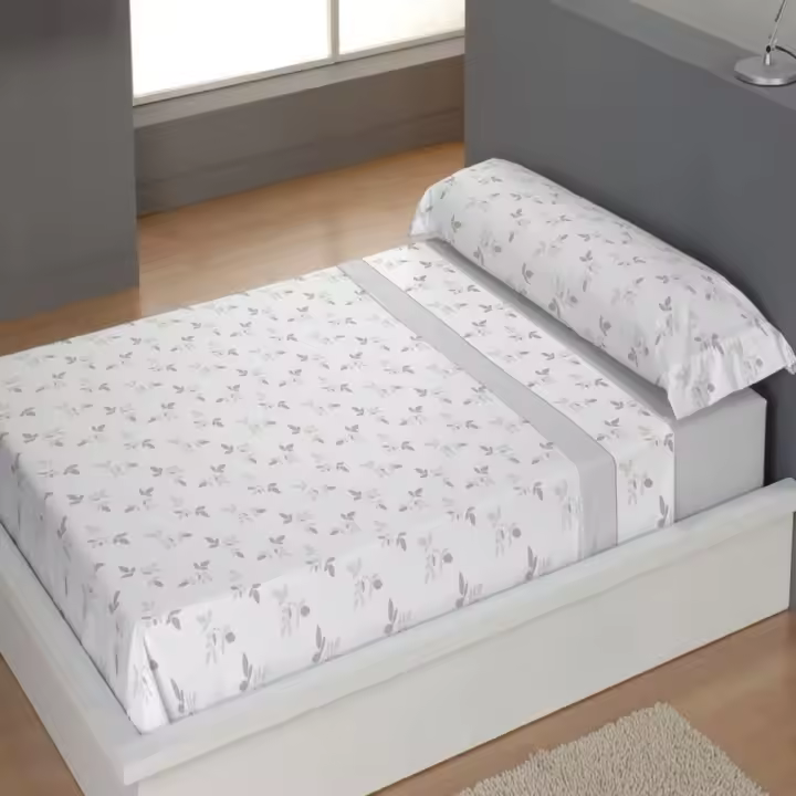 CARPE DIEM Juego de Sábanas de Microfibra Estampada Mod. JANE Color Gris- Conjunto de Ropa de Cama 3 o 4 Piezas para Cama 90, 105, 135, 150, 150/160 (2 Almohadas) y 180 cm, Suaves, Transpirables Válidos para Colchones hasta 28 cm de Grosor - 1