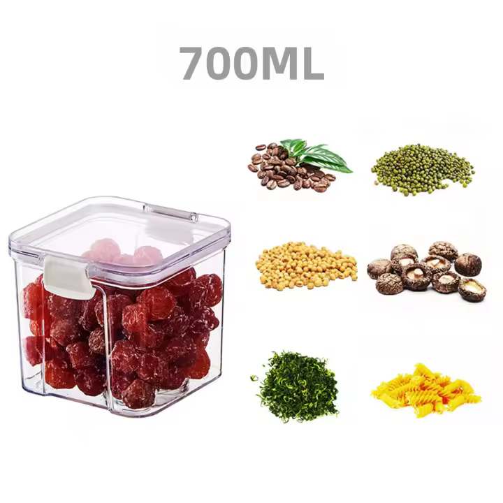 Contenedor De Alimentos Airtight Con Tapa Organizador De Armario Dispensador De Cereal Caja De Almacenamiento De Cocina Ecológico De Plástico PC Capacidad De 150ml - 1