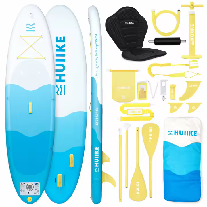 Tabla Paddle Surf Hinchable con Accesorios Premium - HUIIKE | Tabla Padel Surf Hinchable con Remo Doble Uso y Asiento Kayak | Stand Up Paddle Board Gran Estabilidad y Resistencia | Pádel SUP Board - 1