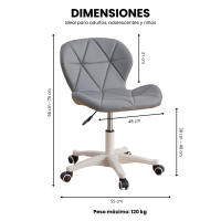 LUTODY - Silla de oficina, Silla escritorio juvenil, Silla Gaming, Silla giratoria 360º, Ergonómica, Asiento de polipiel, Regulable, Estilo nórdico, Para despacho y hogar - details 12