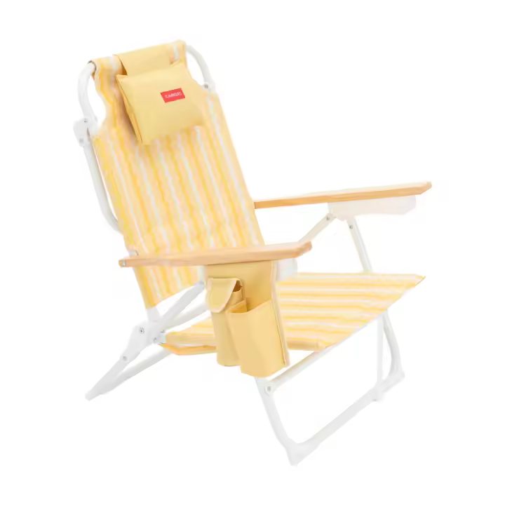 Flamingueo Silla Playa Plegable Reclinable 5 Posiciones Bolsillo Insulado Frío Bolsillo para Móvil Asas Mochila Almohada Ergonómica Aluminio y Poliéster 64 x 61 x 78 cm - 1