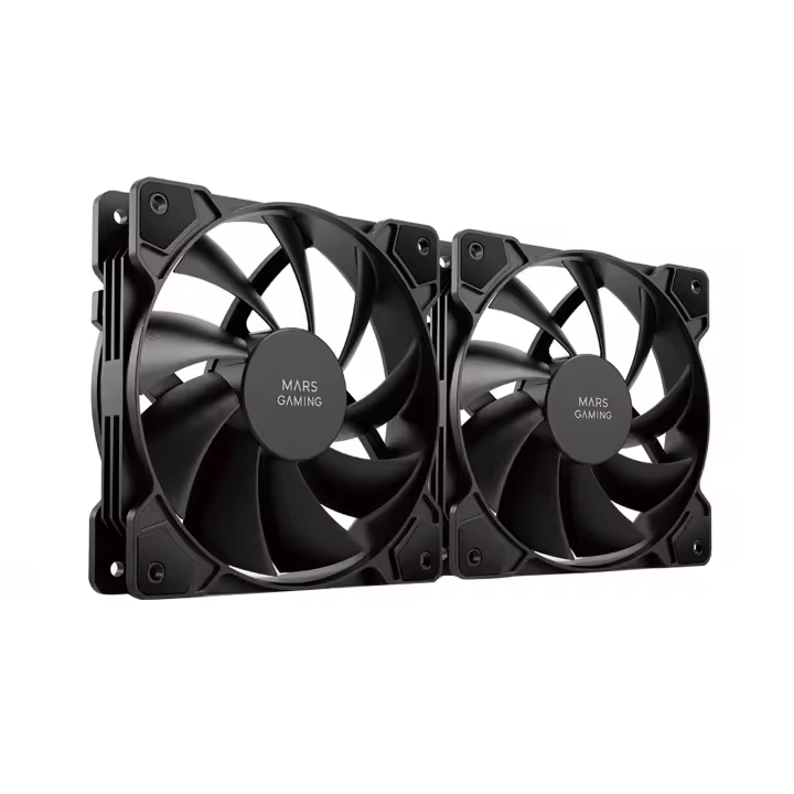 Mars Gaming MF-PROX2, Kit 2 Ventiladores 120mm, Sistema Anti-vibraciones, Ultra-silenciosos, Doble Conexión 3PIN + 4PIN, Kit Refrigeración Negro o Blanco - 1