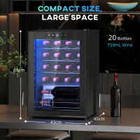HOMCOM Vinoteca 20 Botellas, Nevera para Vinos con Compresor, Puerta de Doble Cristal Anti-UV, Temperatura 5-18°C, Pantalla Táctil, 4 Estantes Regulables, Luz LED Interior, Silenciosa 39DB, Negro - details 2