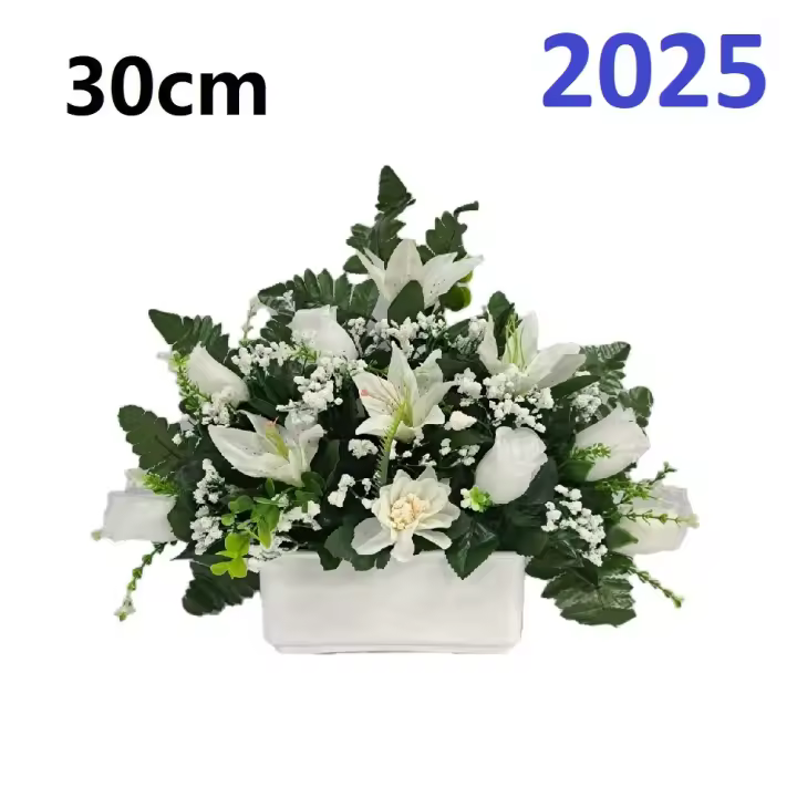 Flores artificiales para cementerio,Centro Flores para santos duraderas de tela con maceta,Gerimport,Envios desde España - 1