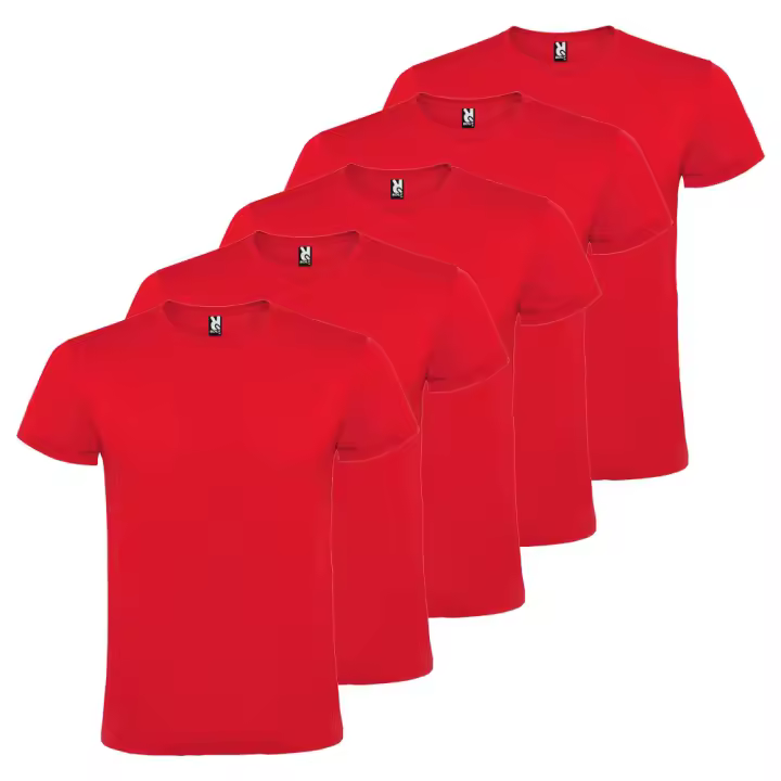 Pack 5 Camisetas Básicas de Algodón, Unisex, 150g/m2, Cuello Redondo y Manga Corta Tubular - 1