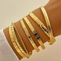 Juego De 7 Pulseras De Cuff De Metal Para Mujer Elegantes En Oro Y Plata Abiertas Moda Bohemia Joyería De Fiesta Trendy - details 0