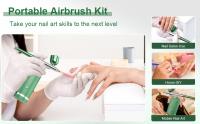 Kit de aerógrafo con compresor - Juego de aerógrafo de alta presión antiobstruccionista recargable de 48 PSI con Boquilla de 0,3mm y juego de Auriculares de Limpieza para Arte de uñas, maquillaje, Pintura, decoración de pastes (verde) - details 1