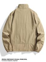 Chaqueta Casual Para Hombres Talla Grande Primavera Otoño Cuello Erguido Estilo Regular Cierre De Cremallera Material Poliéster - details 15