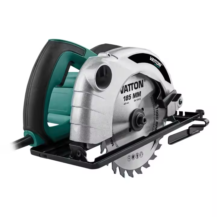 Sierra Circular Vatton 1300W | Disco de 185mm | Corte Ajustable de 90º a 45º | Sistema de Extracción de Polvo | Incluye Guía de Corte y Disco - 1