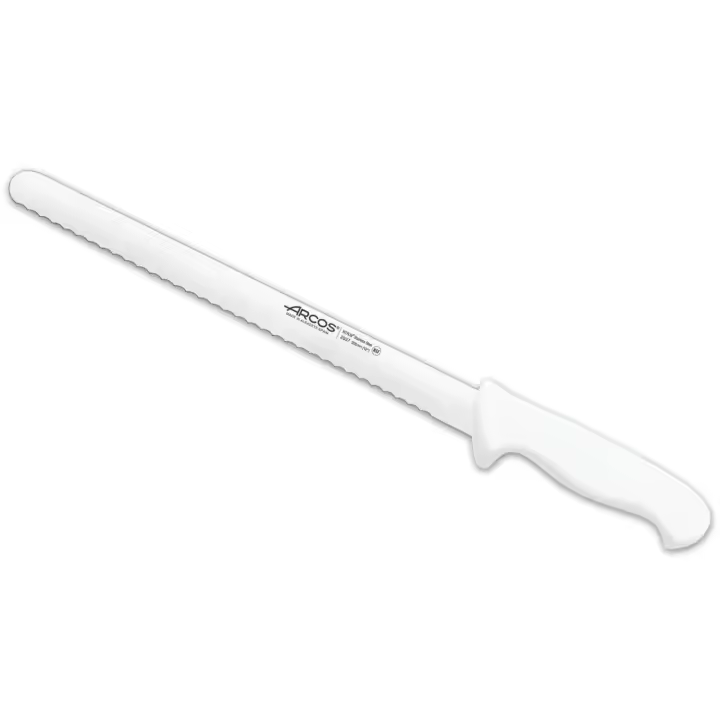Arcos Serie 2900 - Cuchillo Pastelero Flexible - Hoja Serrada de Acero Inoxidable NITRUM de 300 mm - Mango inyectado en Polipropileno Color blanco - 1