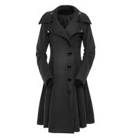 Chaqueta Trench Gothica Larga Y Ajustada Con Cuello Asimétrico Y Botones Elegante Y2k Streetwear Para Mujer Vintage - details 4