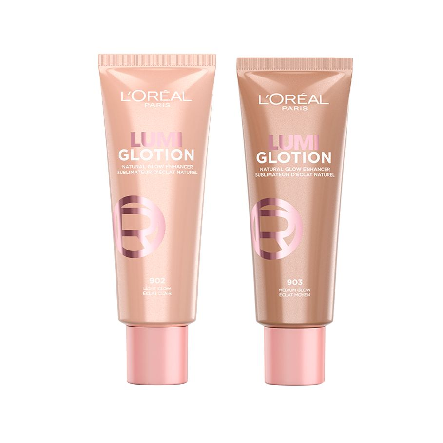 L'Oréal Paris | Lumi Glotion fórmula iluminadora Tono Light+Lumi Glotion fórmula iluminadora Tono Medium, perfecto para un efecto contour