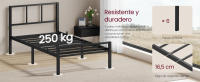 VASAGLE Cama Individual de Metal, 90 x 190 cm, con Cabecero, Montaje Rápido, Dormitorio, Negro/Blanco - details 1