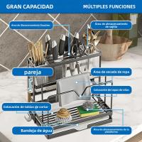 Organizador De Cocina De 5 En 1 Montado En La Pared Acero Inoxidable Resistente Hasta 20lbs Para Cuchillos Y Tablas De Cortar - details 2