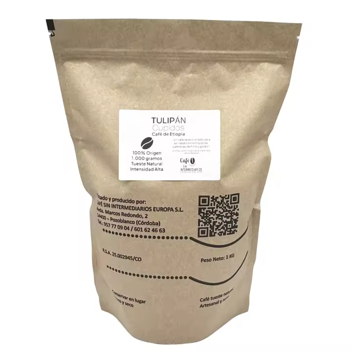 CAFE SIN INTERMEDIARIOS - Tulipan - Café Etiopía 1Kg | Tostado Semanal | Molido al envío | Intensidad alta | Ideal Café Solo - 1
